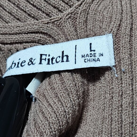 Abercrombie & Fitch Brown Ribbed Bodysuit Womens Size Large V-Neck Straps - Picture 5 of 6